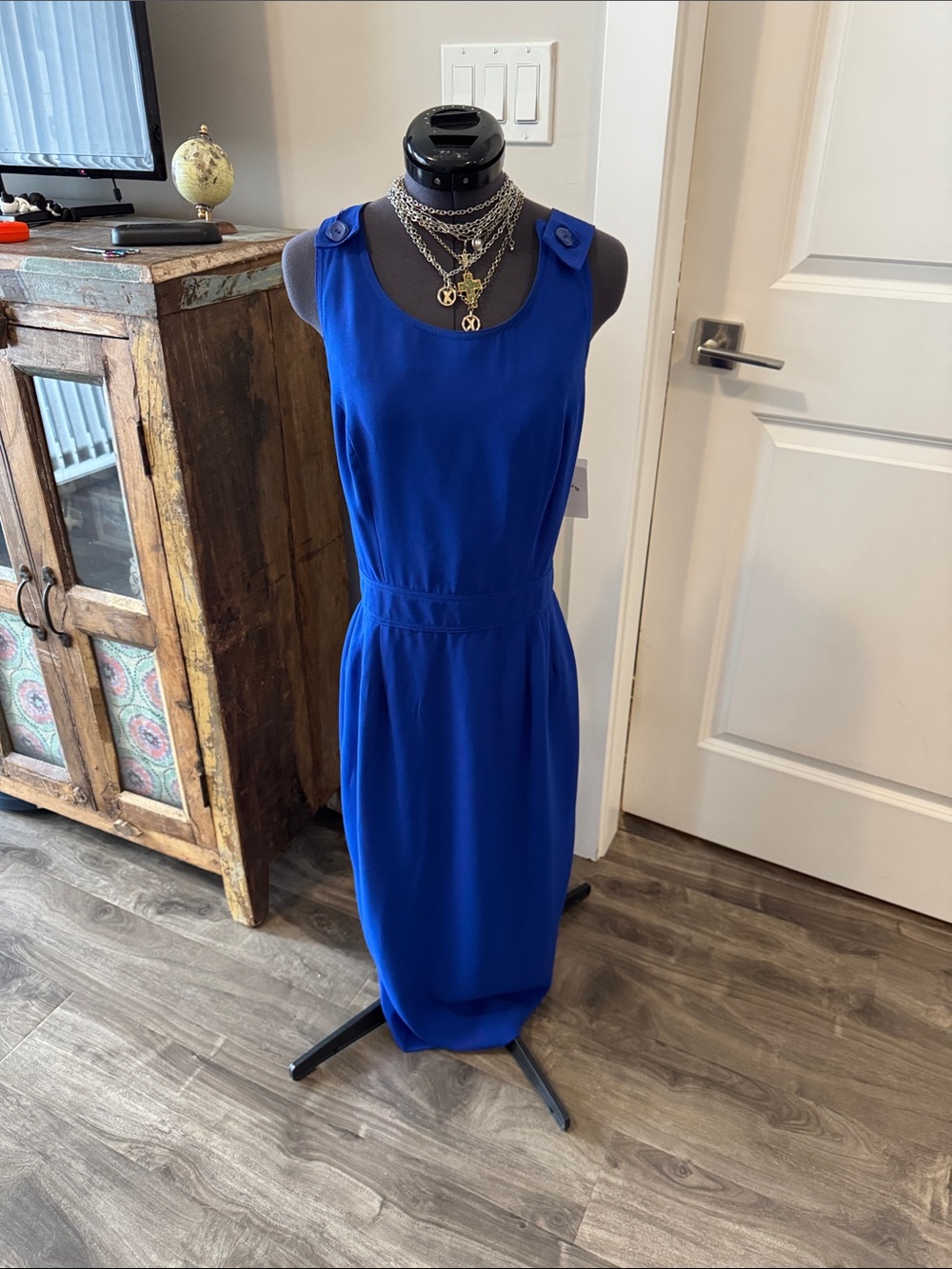 Vintage ronet Sleeveless Royal Blue Sheath Dress - size 8 (vintage size)